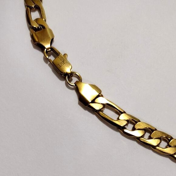 Sded0ae66f8334ca08d8904686aa64  18k Genuine Gold Plated Necklace Figaro Chain Link Christmas Birthday Gift - NEW